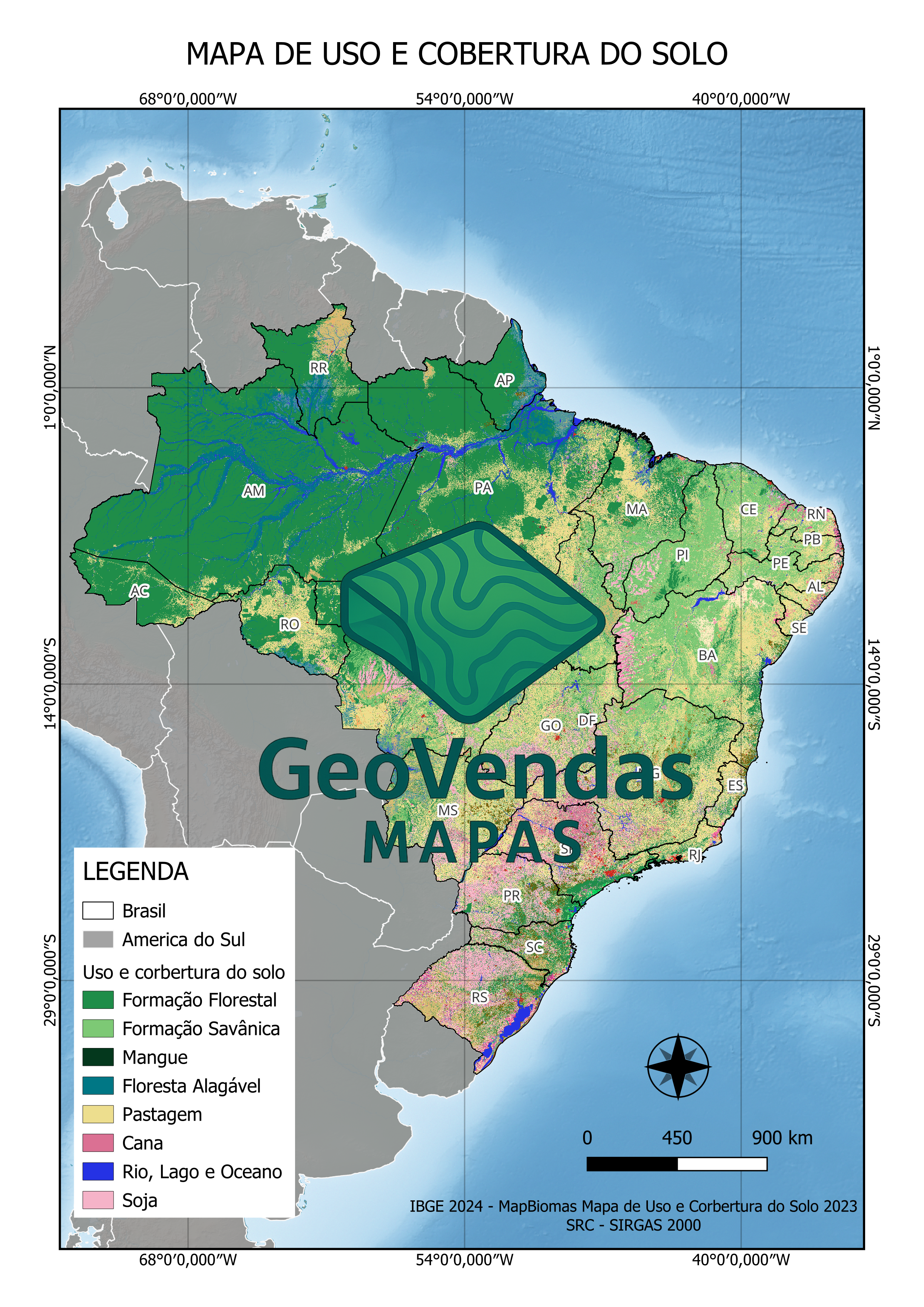 Mapa de Uso e Cobertura do Solo do Brasil